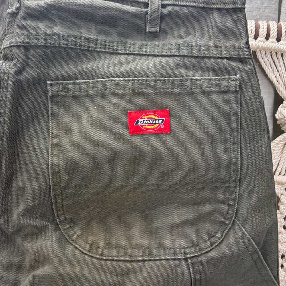 Dickies 2000s Y2K Olive Green Carpenter Heavy Weight Canvas Pants | 32x32 - Picture 3 of 13